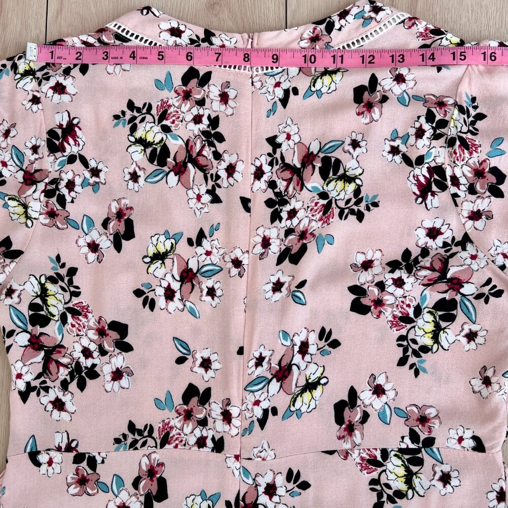Suzanne Betro Light Pink Floral Short Sleeve Ladder Lace Trim Dress XL / Pin-Up - Picture 14 of 16